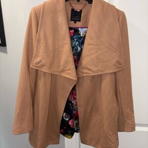 Ted Baker Tan Trench Coat with Waterfall Collar